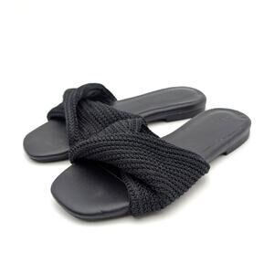 Nordstrom Chantelle Slide Sandal Twist Front Women's Black Size US5M EU35.5